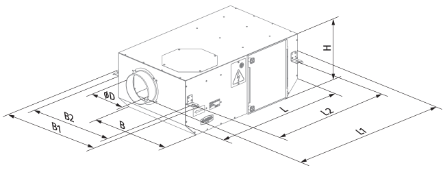 Blauberg Iso Box-F 150 G4/H13/Carbon V2 - Dimensions