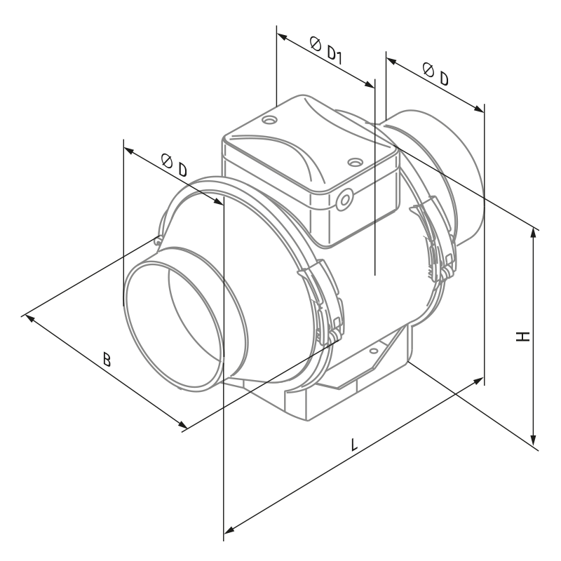 Blauberg Turbo 100 FR1 - Dimensions