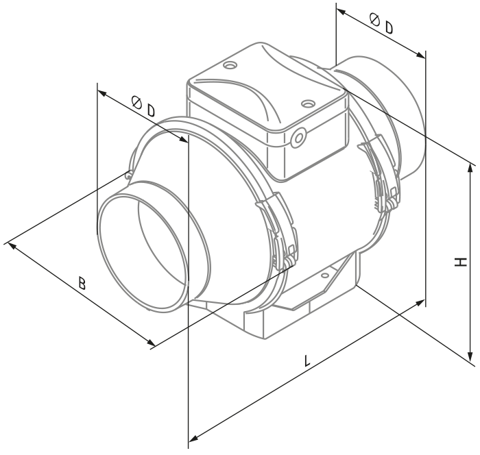 Blauberg Turbo-E 100 T - Dimensions